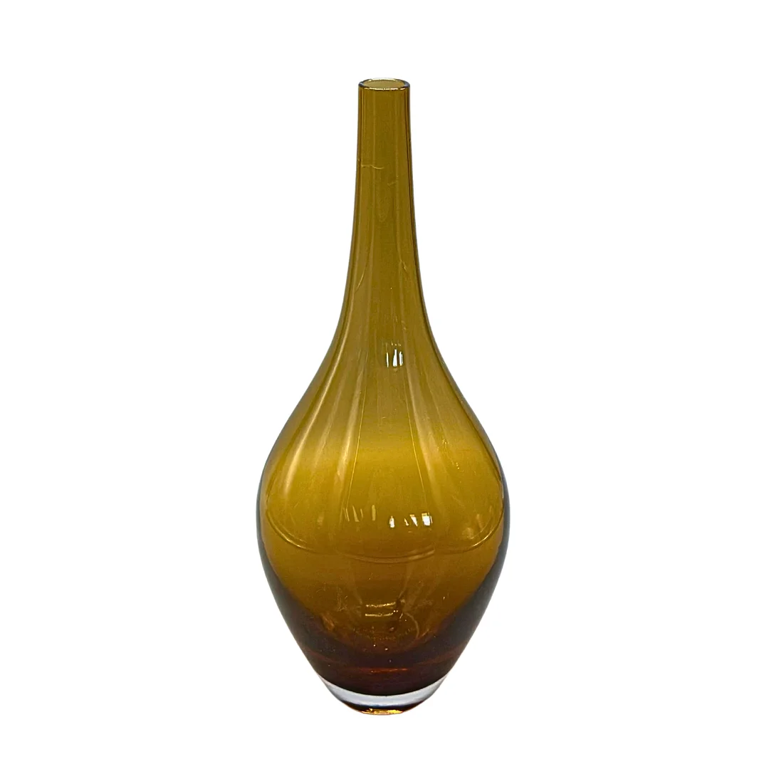 GLASVASE IN DER FARBE BRAUN, HANDGEMACHT. — Art glass — Auktionshaus Stuber's Hammerschlag