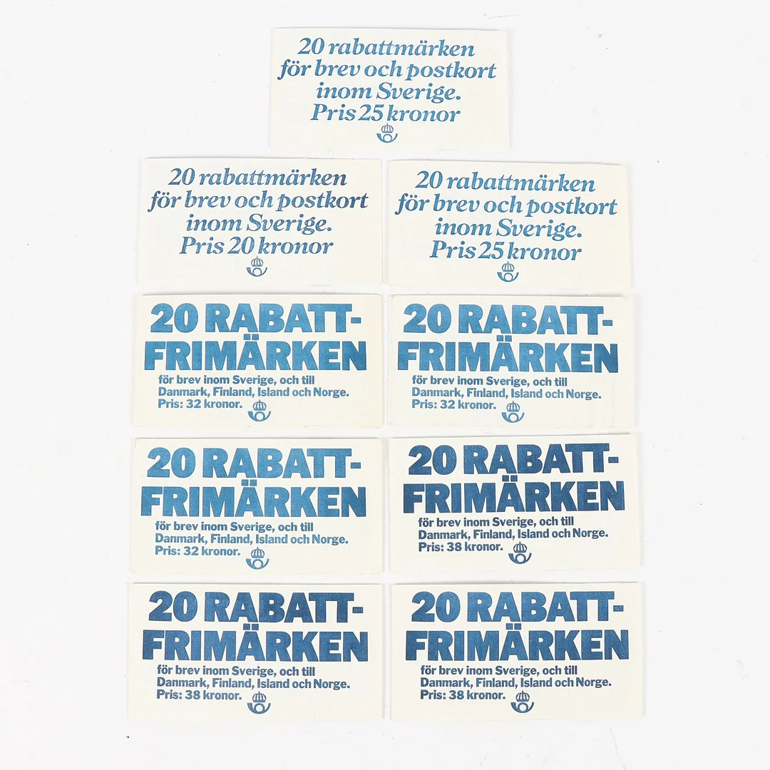 RABATTFRIMÄRKEN 9 häften. — Stamps — Karlstad Hammarö Auktionsverk