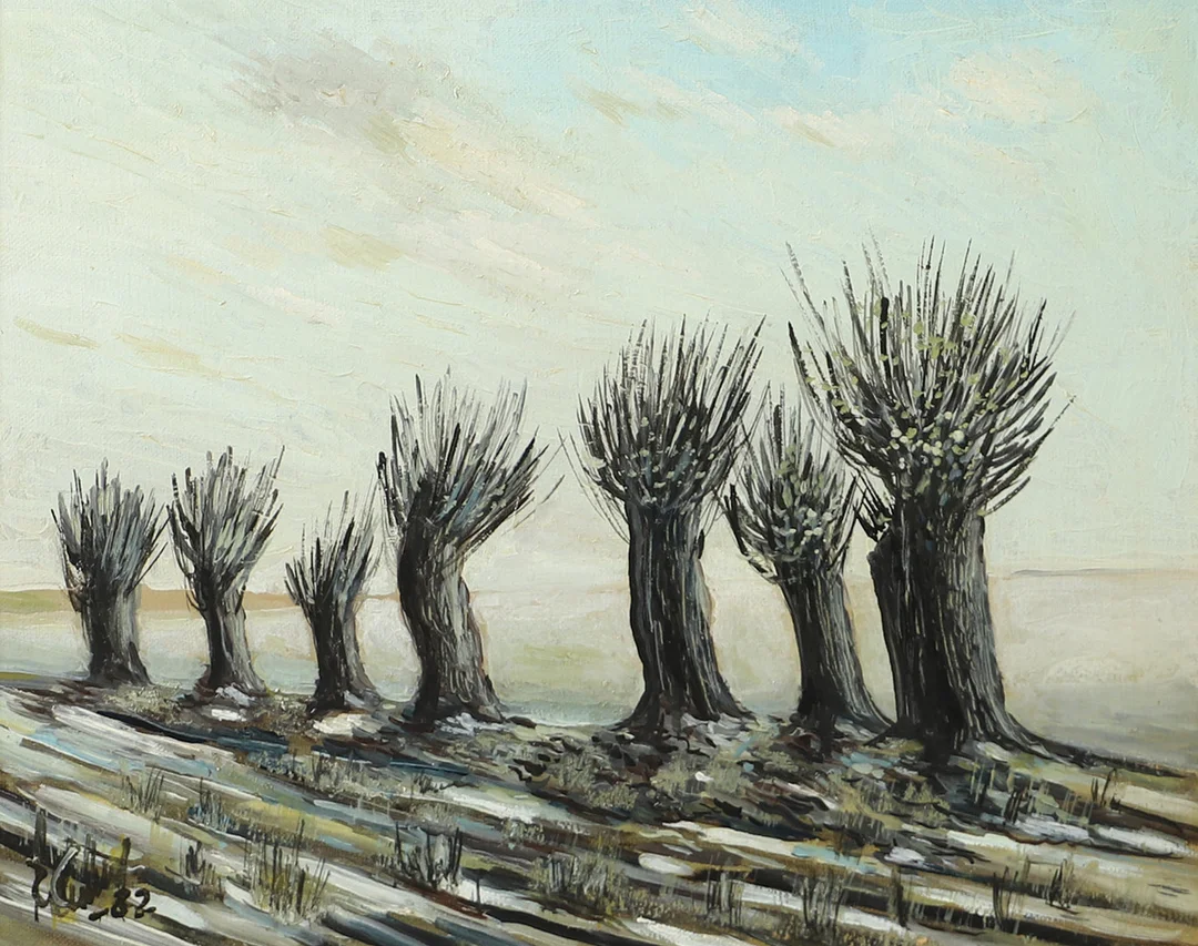 OIDENTIFIERAD KONSTNÄR. Skånskt landskap, olja på duk, otydligt signerad. — Paintings — Helsingborgs Auktionskammare