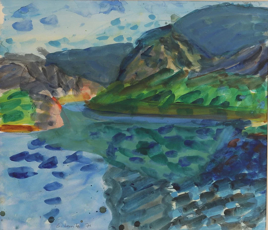GÖRAN LANTZ. Gouache, landskap, signerad. — Paintings — RA Auktionsverket Norrköping