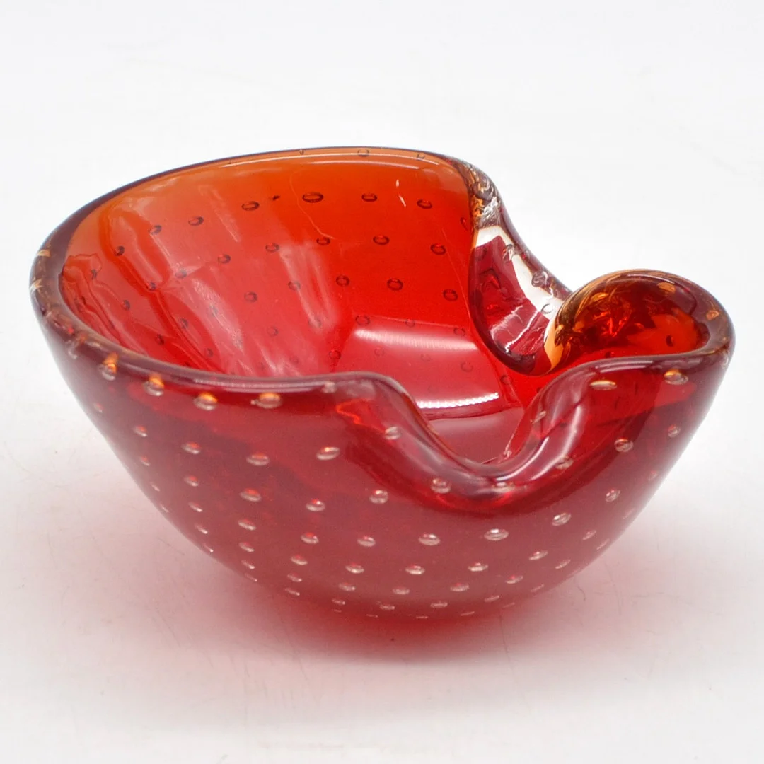 BAROVIER & TOSO. MURANO DESIGNERSCHALE, STUDIOGLAS, SOMMERSO, BULLICANTE, ITALIEN, UM 1950. — Art glass — Kunst- und Auktionshaus Kleinhenz