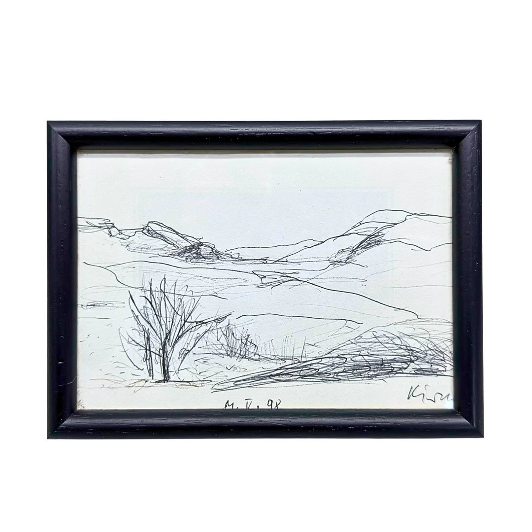 KIRMSE. LANDSCHAFTSZEICHNUNG IN EINEM HOLZRAHMEN GEFASST - JAHR 1998. — Drawings — Auktionshaus Stuber's Hammerschlag