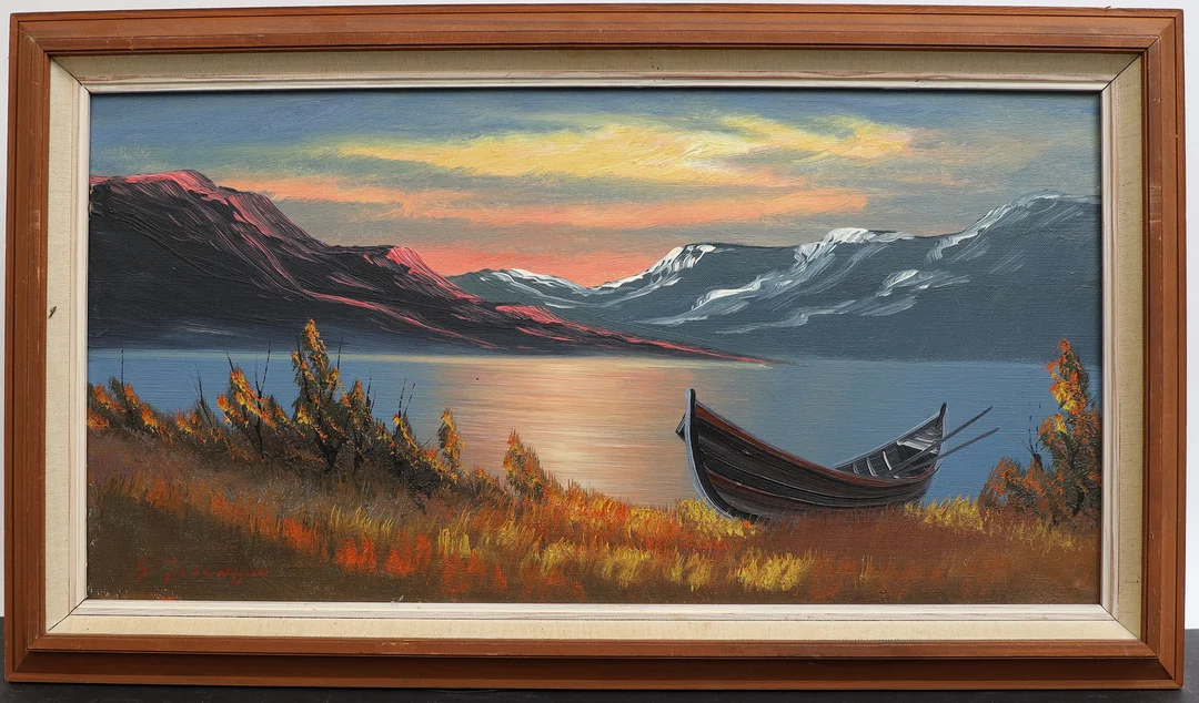 SUNE JOHANSSON. Fjällandskap, oljemålning på duk, signerad. — Paintings — Falun Auktionsbyrå