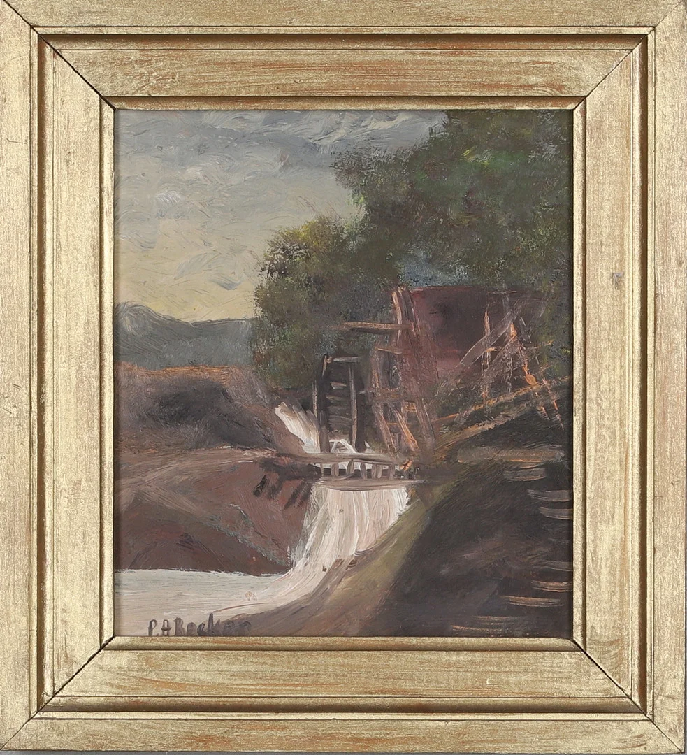 OIDENTIFIERAD KONSTNÄR. olja på pannå, signerad P.A. Becker. — Paintings — Gomér & Andersson Norrköping