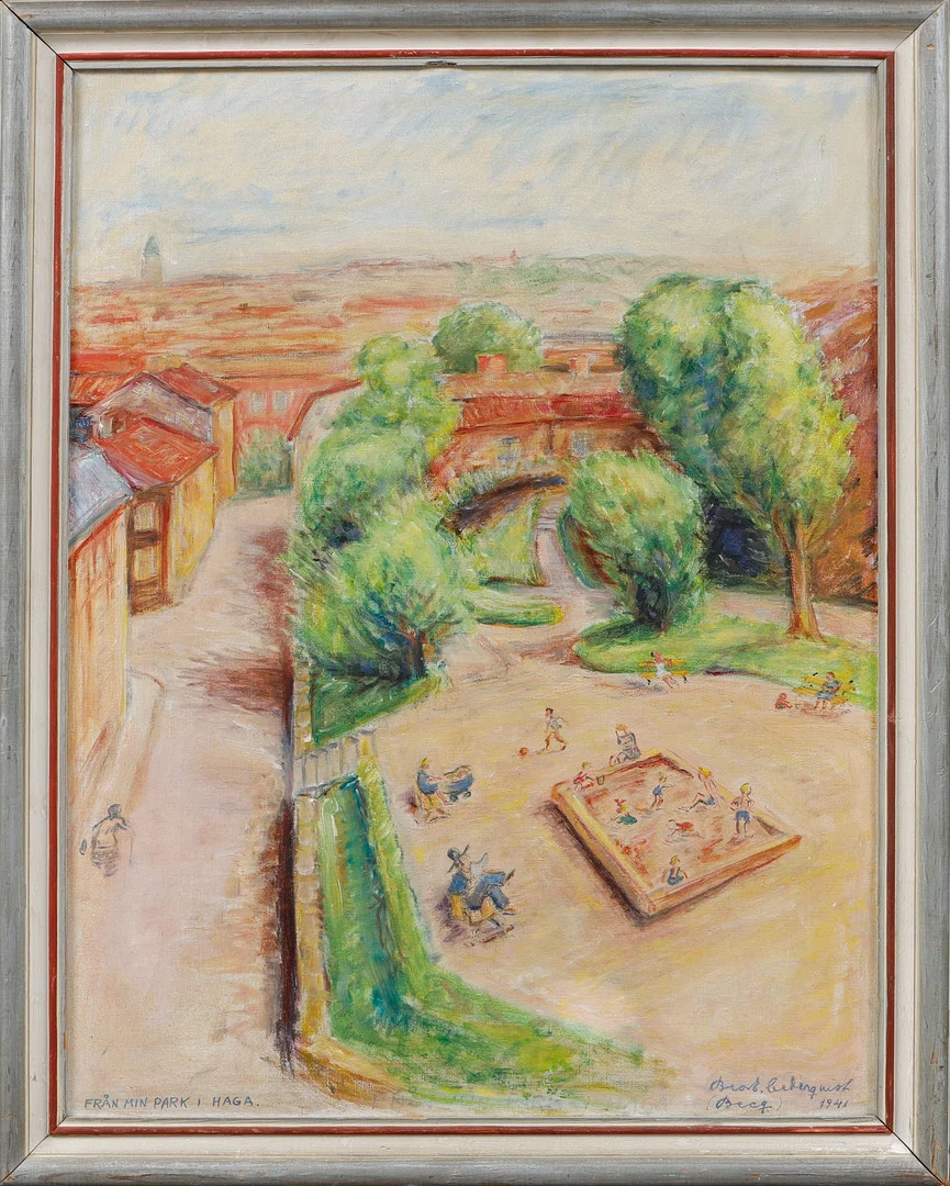 BROR "BECQ" CEDERQUIST. "Från min park i Haga". Olja på duk, signerad och daterad 1941. — Paintings — Göteborgs Auktionsverk