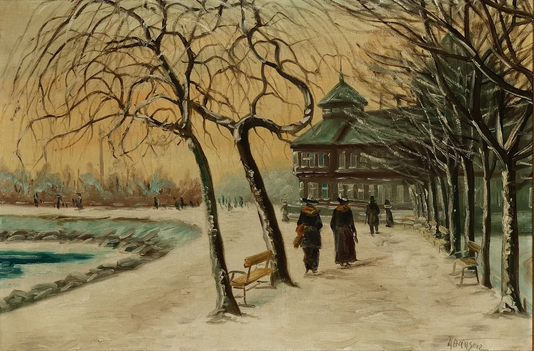 UBEKENDT KUNSTNER 1900 TALLET. Motiv fra med den gamle Langelinie pavillon, olie på lærred, signeret. — Paintings — Palsgaard Kunstauktioner
