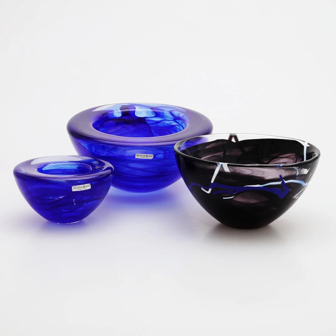 ANNA EHRNER. Skålar, 3 st, Kosta Boda. — Utility glass — Växjö Auktionskammare