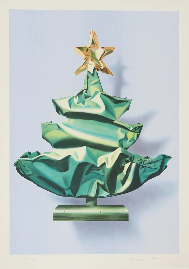 YRJÖ EDELMANN. "Wrapped Christmas Tree", färglitografi, signerad och numrerad 307/375. — Engravings & Prints — Crafoord Auktioner Malmö