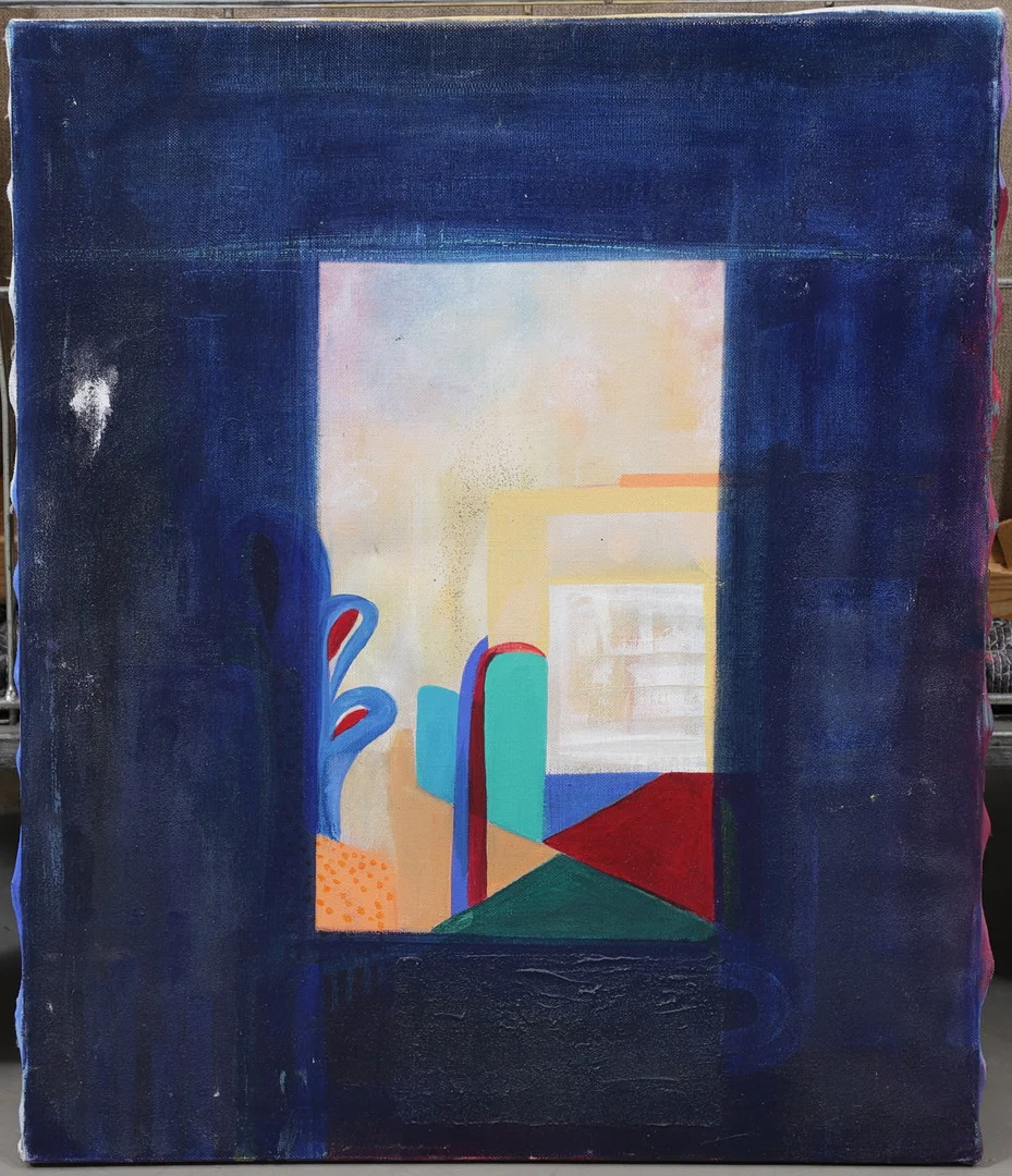 CHRISTIN OHLIN (1946-2025). Fönster, olja på duk. — Paintings — Växjö Auktionskammare