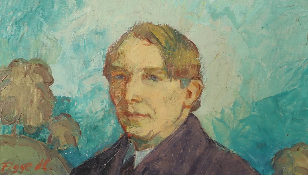FIGGE HOLMGREN. "Självporträtt", olja på duk, signerad Figge H. — Paintings — Helsingborgs Auktionskammare