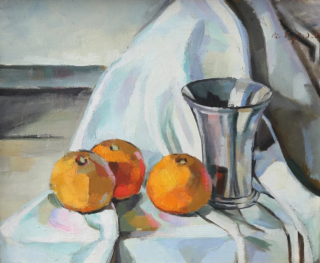 PER SIEGÅRD. olja på duk, stilleben, signerad och otydligt daterad. — Paintings — Gomér & Andersson Linköping