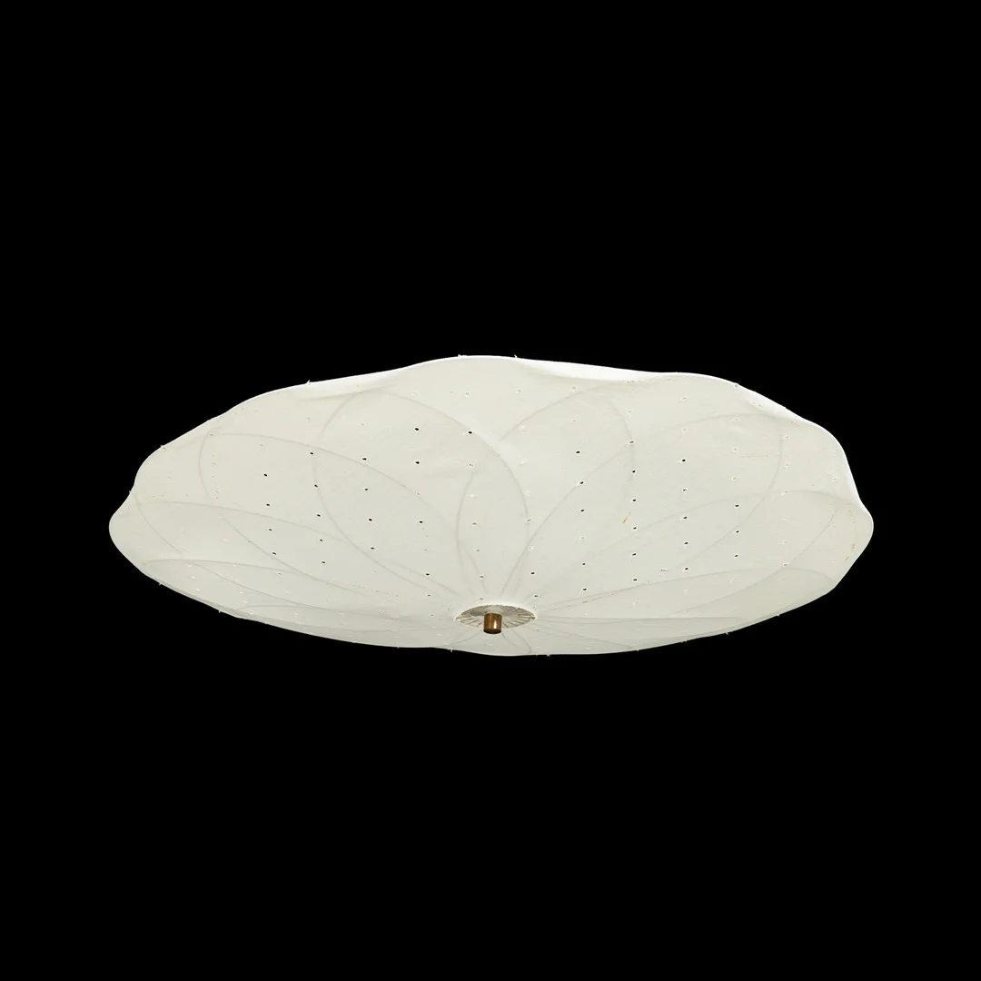 TORE AHLSÉN. PLAFOND, modell "Pia", Gärsnäs, vitt bomullstyg med hålbrodyr. — Ceiling lights — Stockholms Auktionsverk Sickla