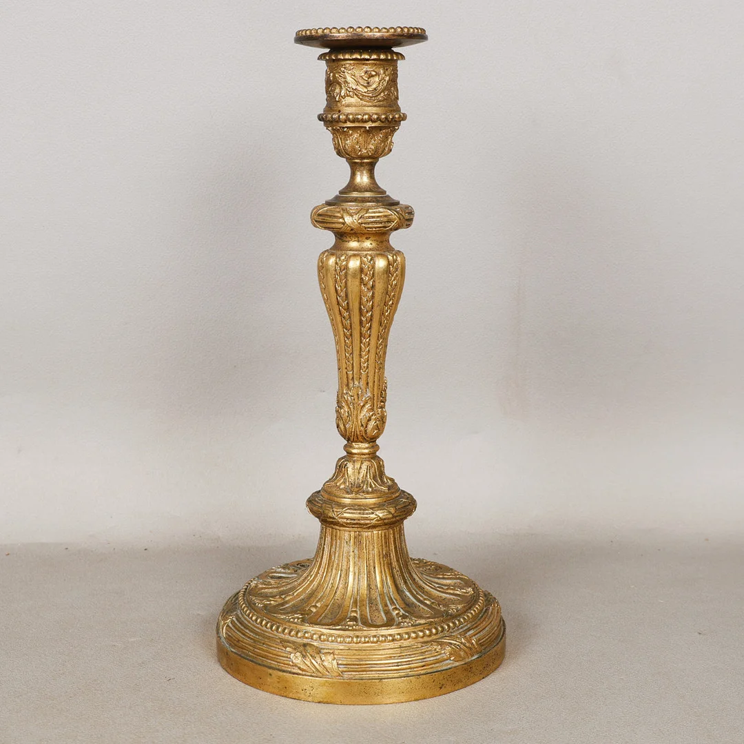 A 19TH FRENCH CENTURY HEAVY BRONZE CANDLESTICK. — Sculptures & Bronzes — Bishop & Miller