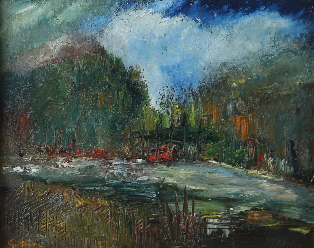 OIDENTIFIERAD KONSTNÄR. Landskap, olja på duk, signerad G. Holm. — Paintings — Helsingborgs Auktionskammare