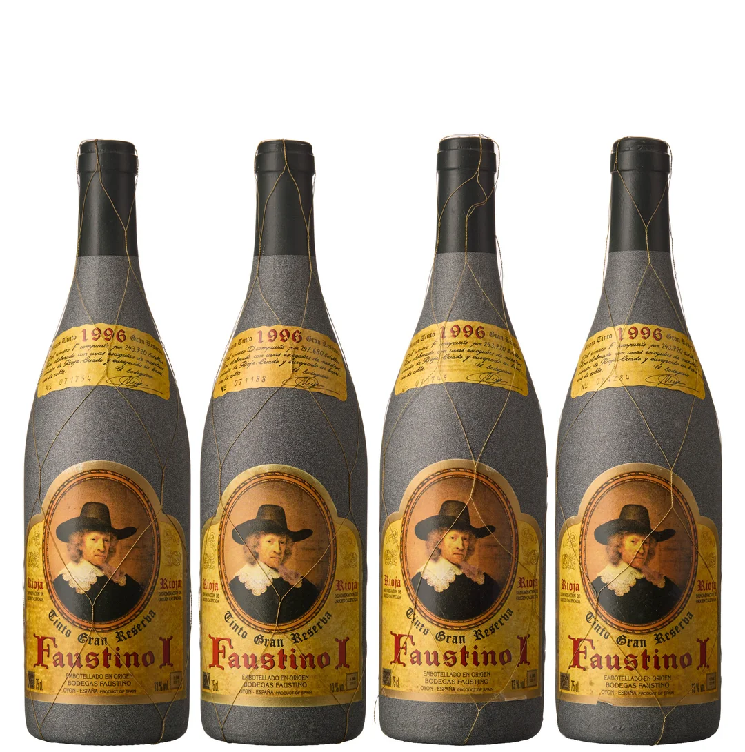 4 x Rioja Gran Reserva Faustino I 1996, Bodegas Faustino — 4 x Rioja Gran Reserva Faustino I 1996, Bodegas Faustino — Vin/Vin — Blomqvist