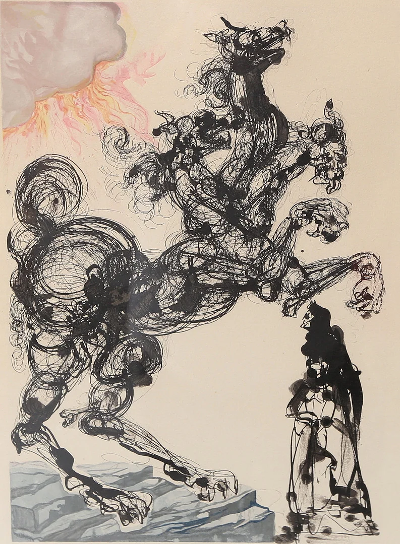 SALVADOR DALÍ. EFTER. grafiskt blad, La divine Comedie från Dante Alighieri, otydligt numrerad, ej signerad. — Engravings & Prints — Gomér & Andersson Linköping