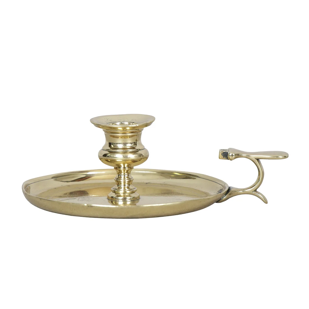 A MID 18TH CENTURY CAST BRASS ENGLISH CHAMBERSTICK. — Pewter, Brass & Copper — Bishop & Miller