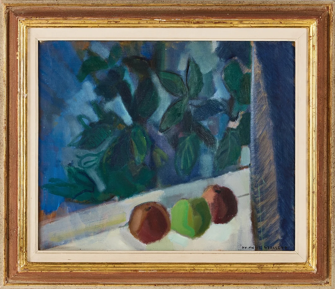 FRITHIOF BERGLUND. Stilleben med äpplen, olja på duk, signerad. — Paintings — Stockholms Auktionsverk Magasin 5