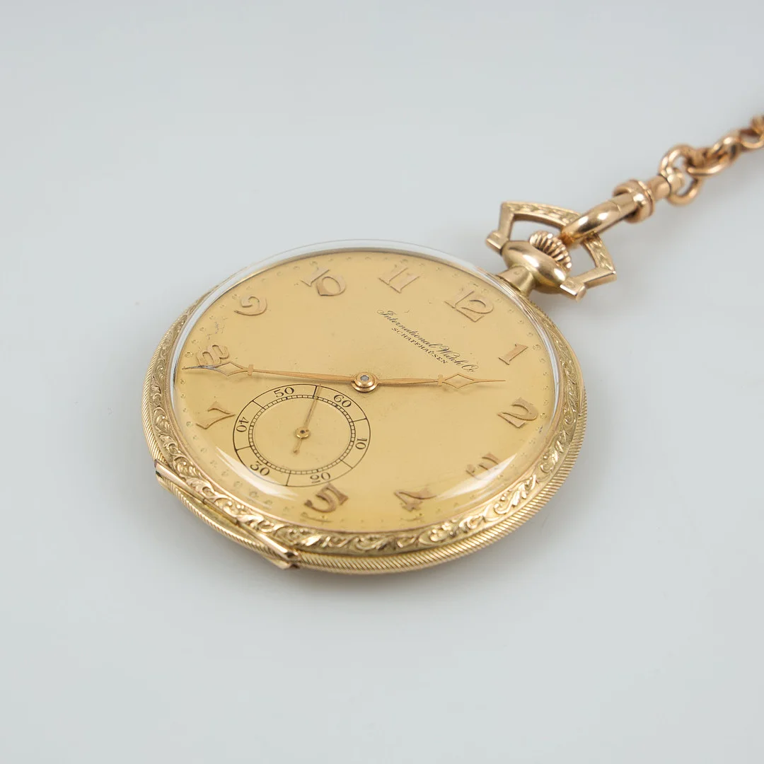 FICKUR, IWC, Schaffhausen, 14K guld, klockkedja 56 guld, Sankt Petersburg. — Pocket & Stop Watches — Stockholms Auktionsverk Helsinki