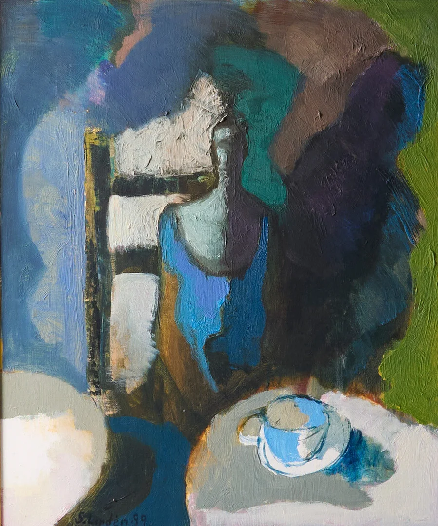 SUNE LINDÉN. Oljemålning, signerad, komposition. — Paintings — Metropol Auktioner