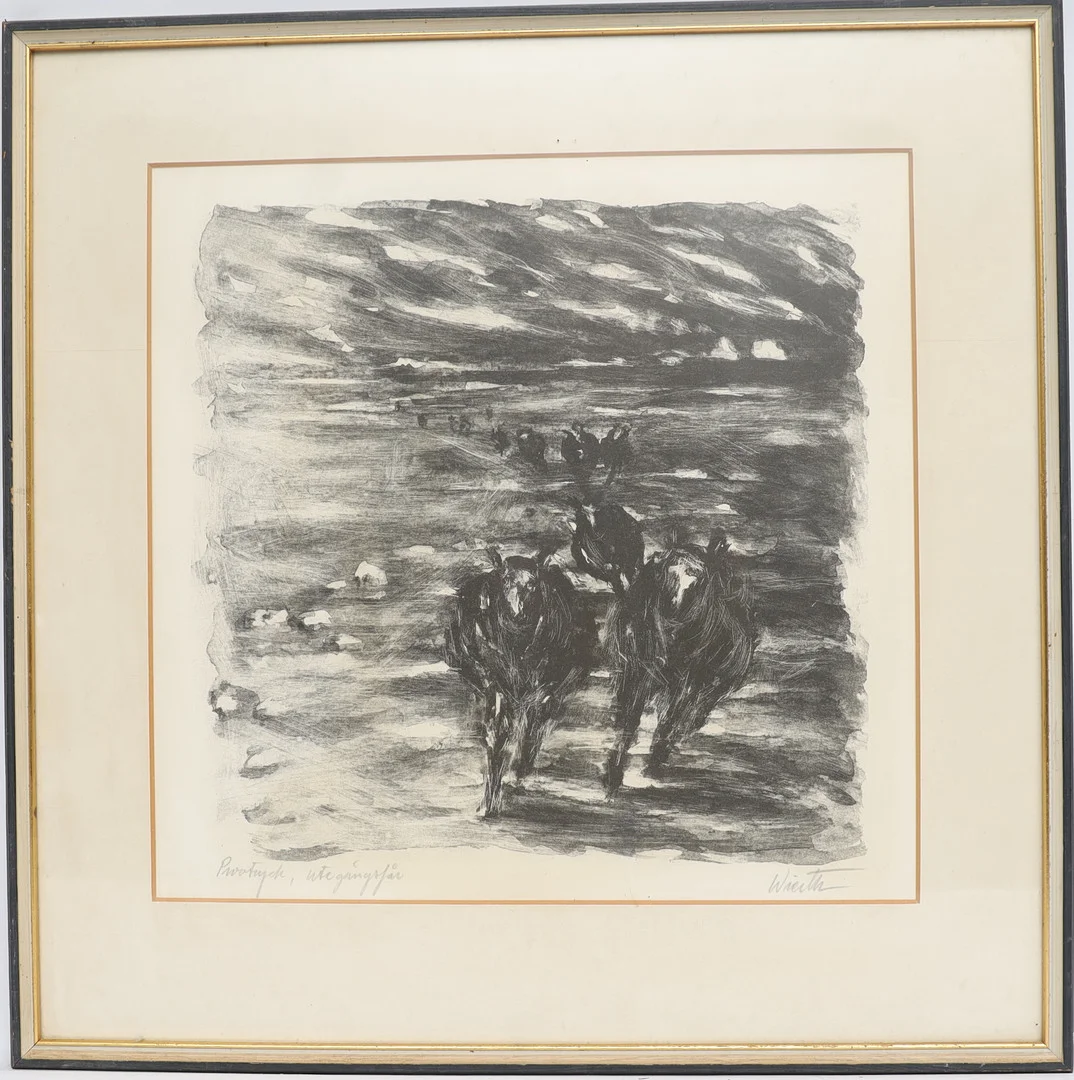 JOHN WIERTH. "Utegångsfår" litografi, signerad. — Engravings & Prints — Falun Auktionsbyrå