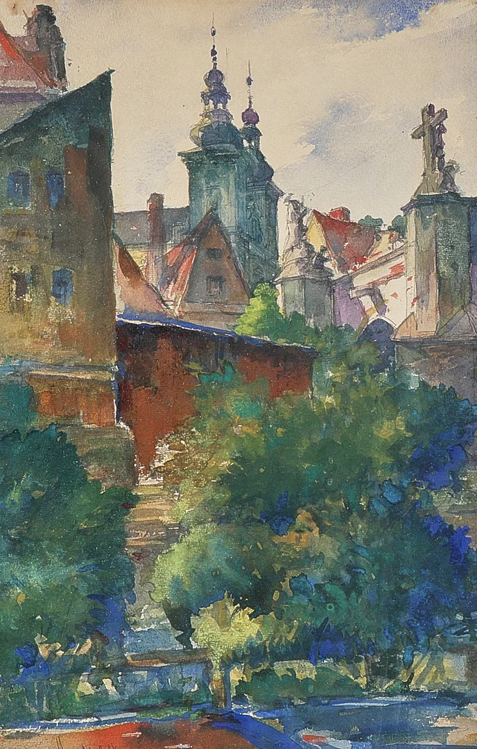 OIDENTIFIERAD KONSTNÄR. Akvarell, signerad, stadsmotiv. — Paintings — Metropol Auktioner