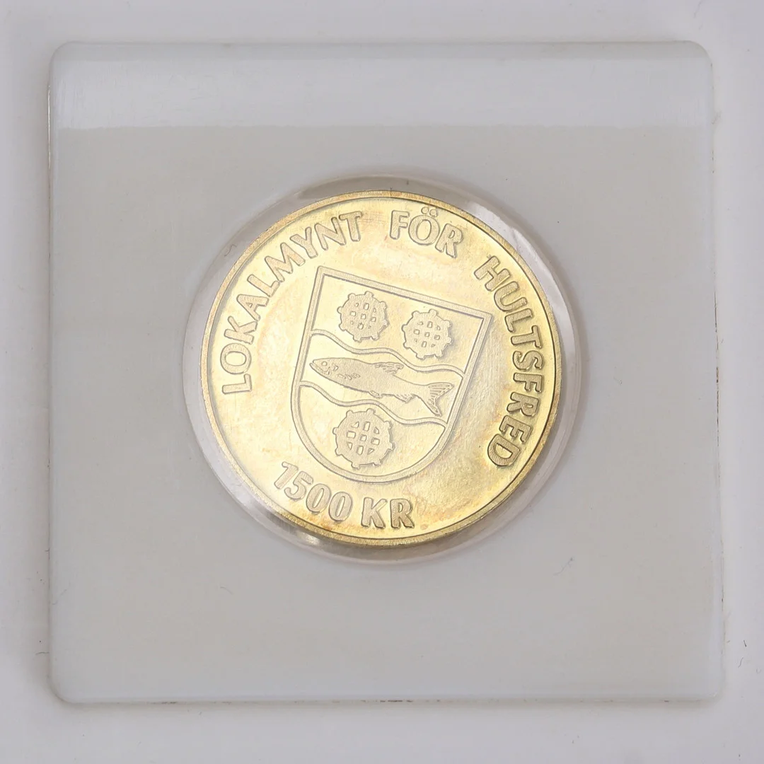 GULDMYNT, Lokalmynt för Hultsfred, 18K guld, 1981. — Coins & Banknotes — Auktionshuset Thelin & Johansson