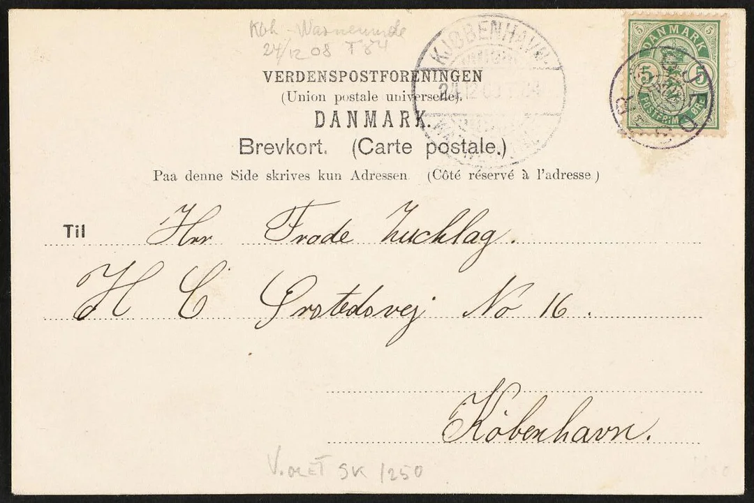 GJEDSER. Star-canc. in purple colour on very fine postcard.. DAKA +1250 (as black!) — Stamps, Covers & Postal History/Denmark/Stempler — Bruun Rasmussen
