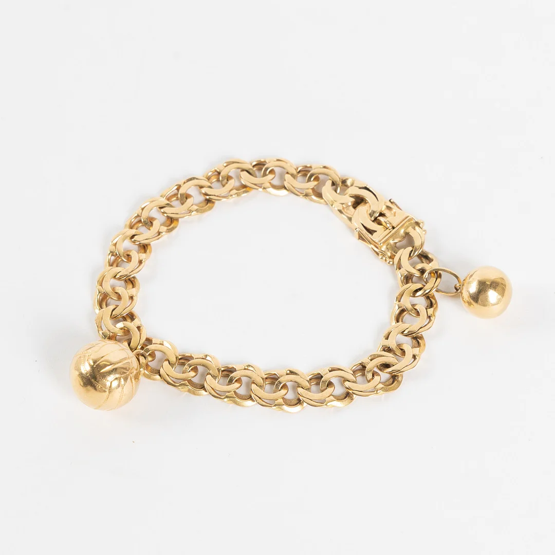 BERLOCKARMBAND, 18K, Bismarcklänk, Guldvaruaktiebolaget G. Dahlgren & Co Ab, Malmö 1961. — Bracelets — Stockholms Auktionsverk Helsingborg