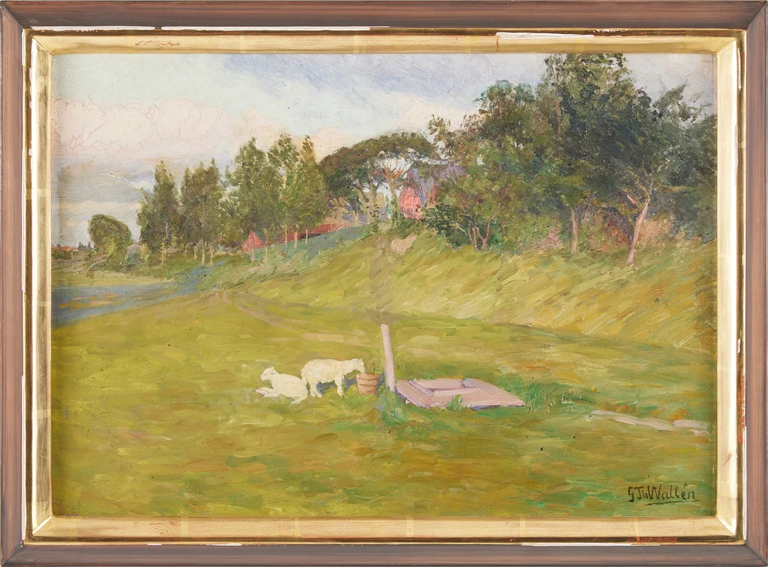GUSTAF THEODOR WALLÉN (1860-1948). Får på betesäng. — Paintings — Stockholms Auktionsverk Magasin 5