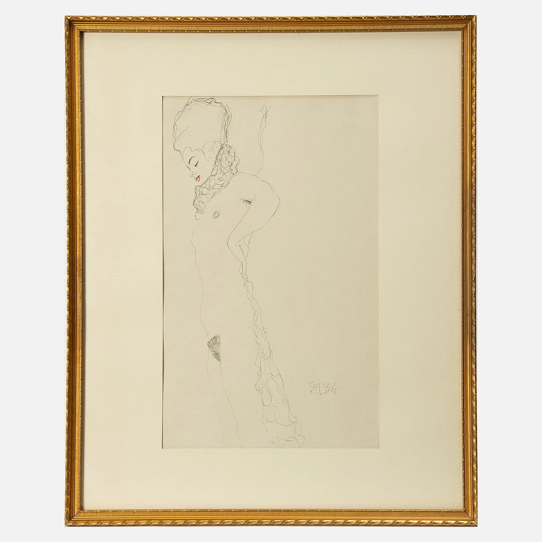 GUSTAV KLIMT. EFTER. Från mappen "Fünfundzwanzig Handzeichnungen", ljustryck, signerad i plåten. — Engravings & Prints — Stockholms Auktionsverk Göteborg