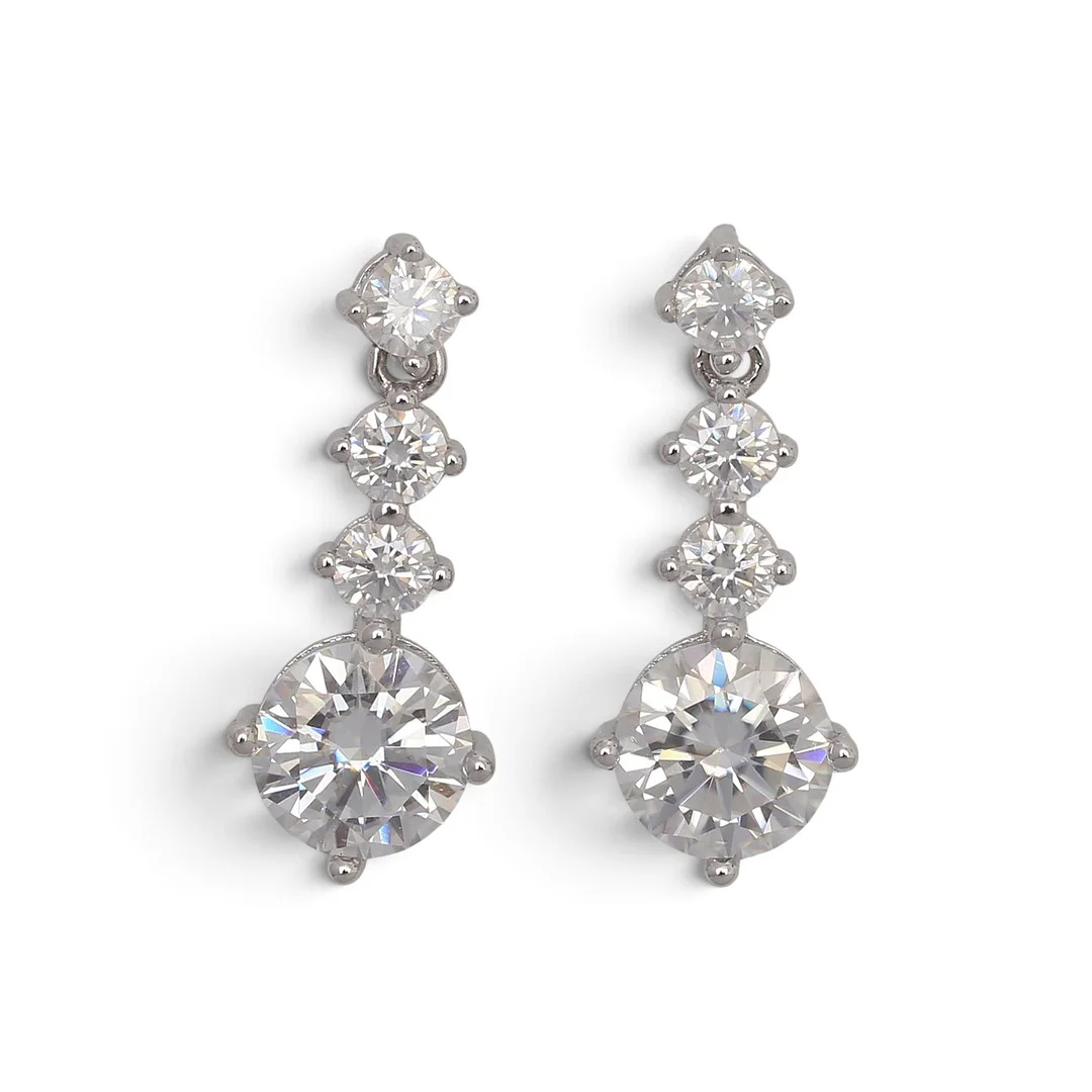 Moissanite long earrings with certificates. — Earrings — Balclis