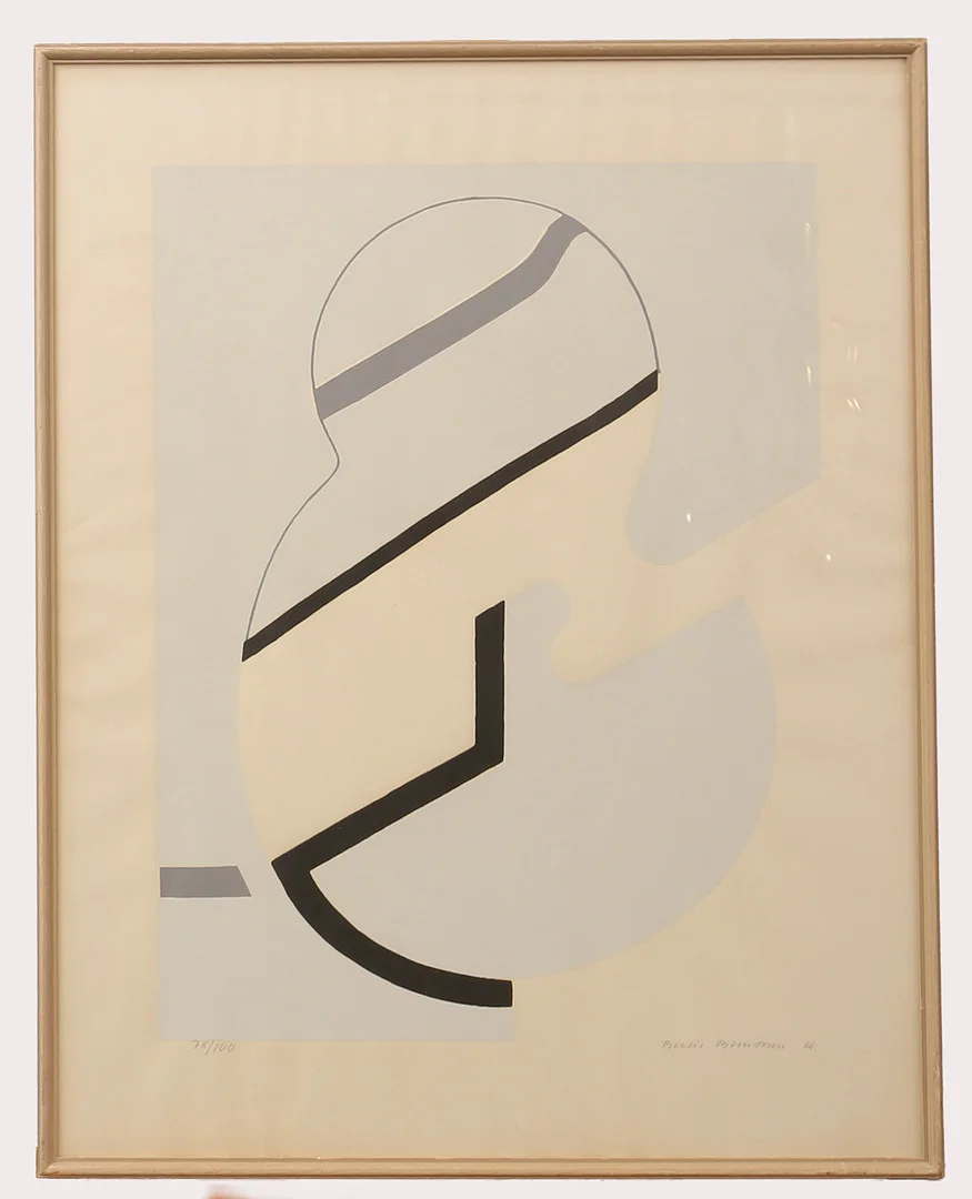 BERTIL BERNTSSON. färglitografi, komposition. Numrerad 78/100. Signerad Bertil Berntsson. Daterad 66. — Engravings & Prints — Limhamns Auktionsbyrå