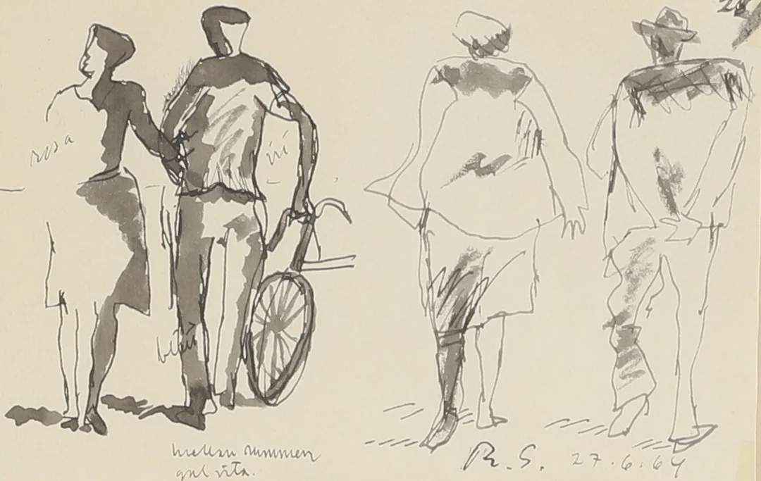 RAGNAR SANDBERG. Blandteknik, signerad, daterad 1964. — Drawings — RA Auktionsverket Norrköping