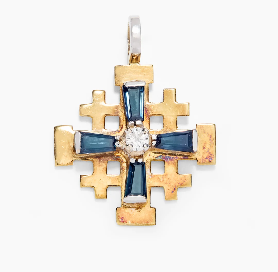 Anheng med safirer og diamanter kors — Anheng med safirer og diamanter kors — Smykker/Smykker — Blomqvist
