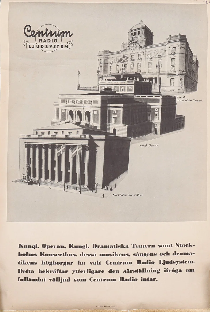 AFFISCH, Reklam för Centrum Radio från 1938. — Engravings & Prints — Södermanlands Auktionsverk