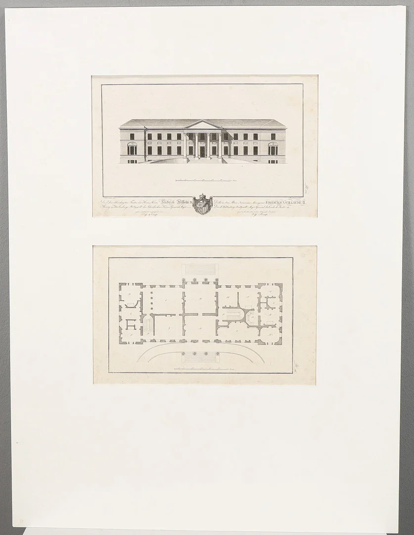 CHRISTIAN LUDWIG STIEGLITZ. 2 Planscher, Nr 55 & 56 från "Zeichnungen aus der schönen Baukunst", Leipzig 1804. — Engravings & Prints — Karlstad Hammarö Auktionsverk