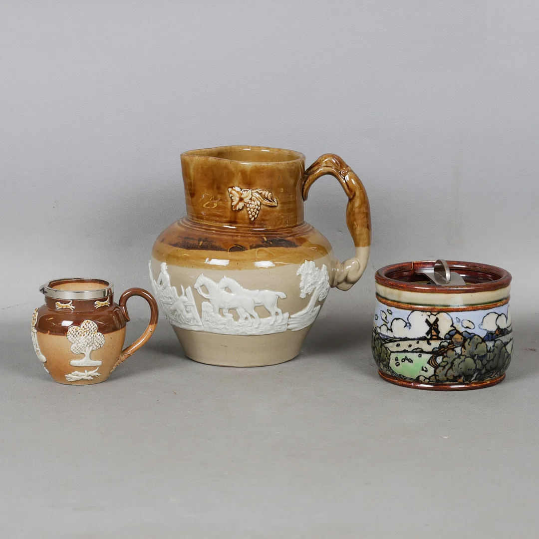 ROYAL DOULTON PIECES AND A LARGE JUG, (3). — European — Bishop & Miller