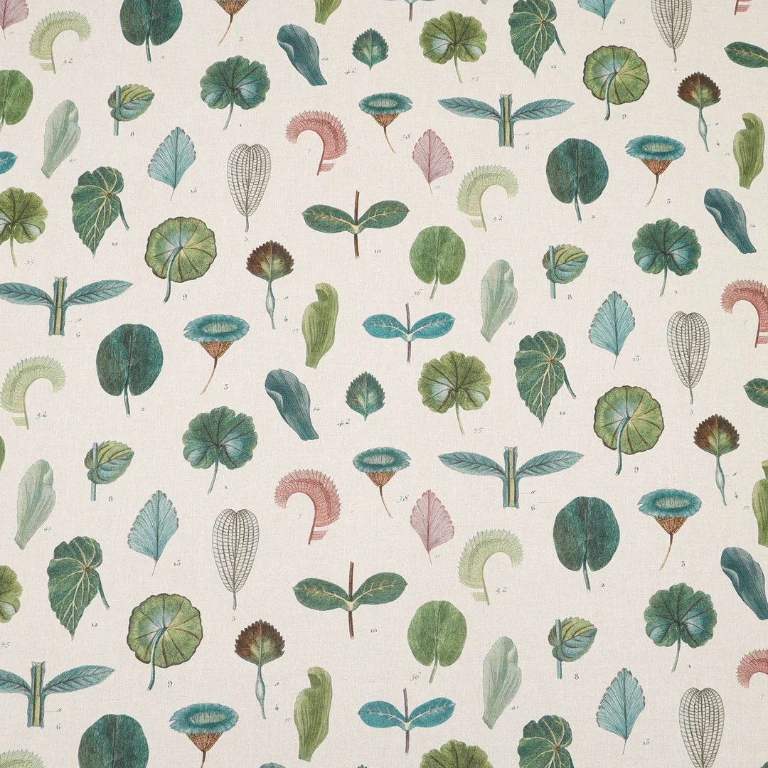 TYGRULLE, "A leaf study", design John Derian för Designers Guild, 2019. — Textiles — Auktionsmagasinet Vänersborg