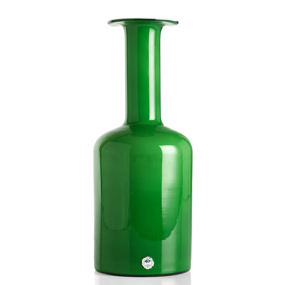 OTTO BRAUER. vas, Holmegaard, Danmark, 1960-tal, grönt glas. — Art glass — Crafoord Auktioner Stockholm