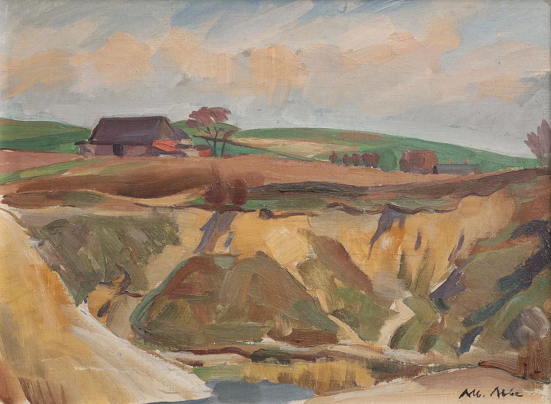 ALBERT ABBE (1889-1966). OLJA PÅ DUK, LANDSKAPSMOTIV, SIGNERAD. — Paintings — Crafoord Auktioner Lund