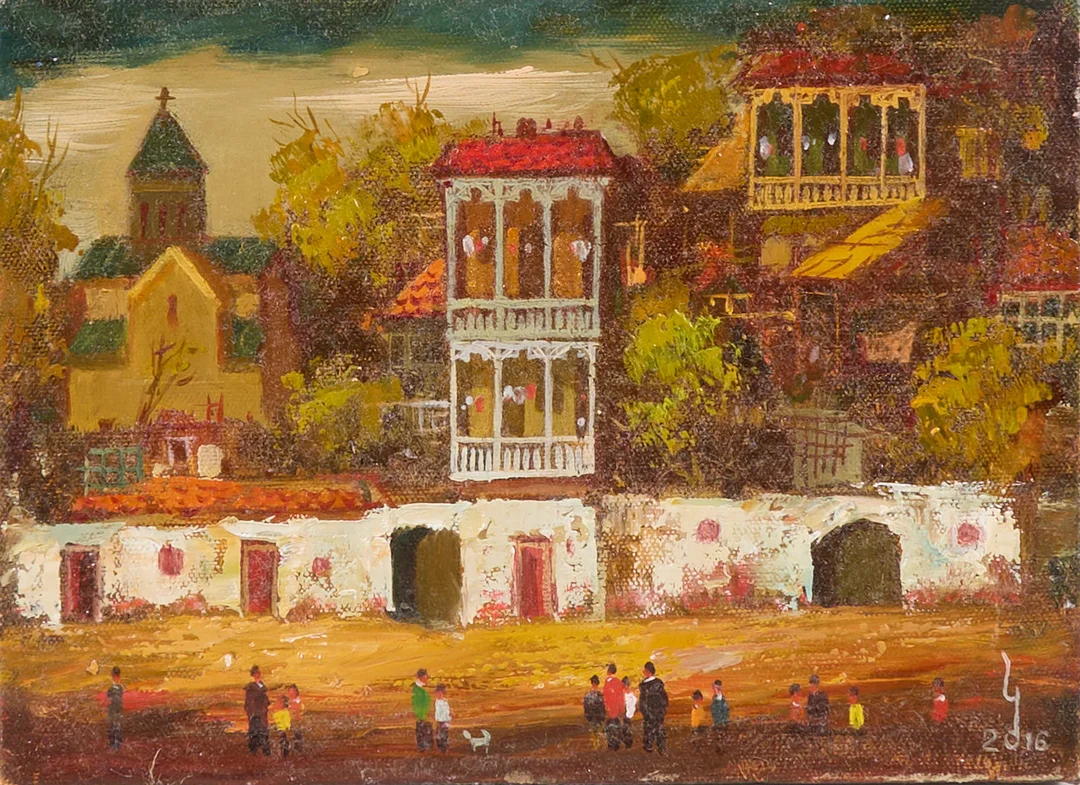 OIDENTIFIERAD KONSTNÄR. Oljemålning, signerad 2016, Georgien. — Paintings — Metropol Auktioner