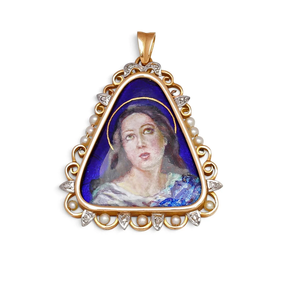 Enamel devotional medal, mid 20th Century. — Brooches & Pendants — Balclis