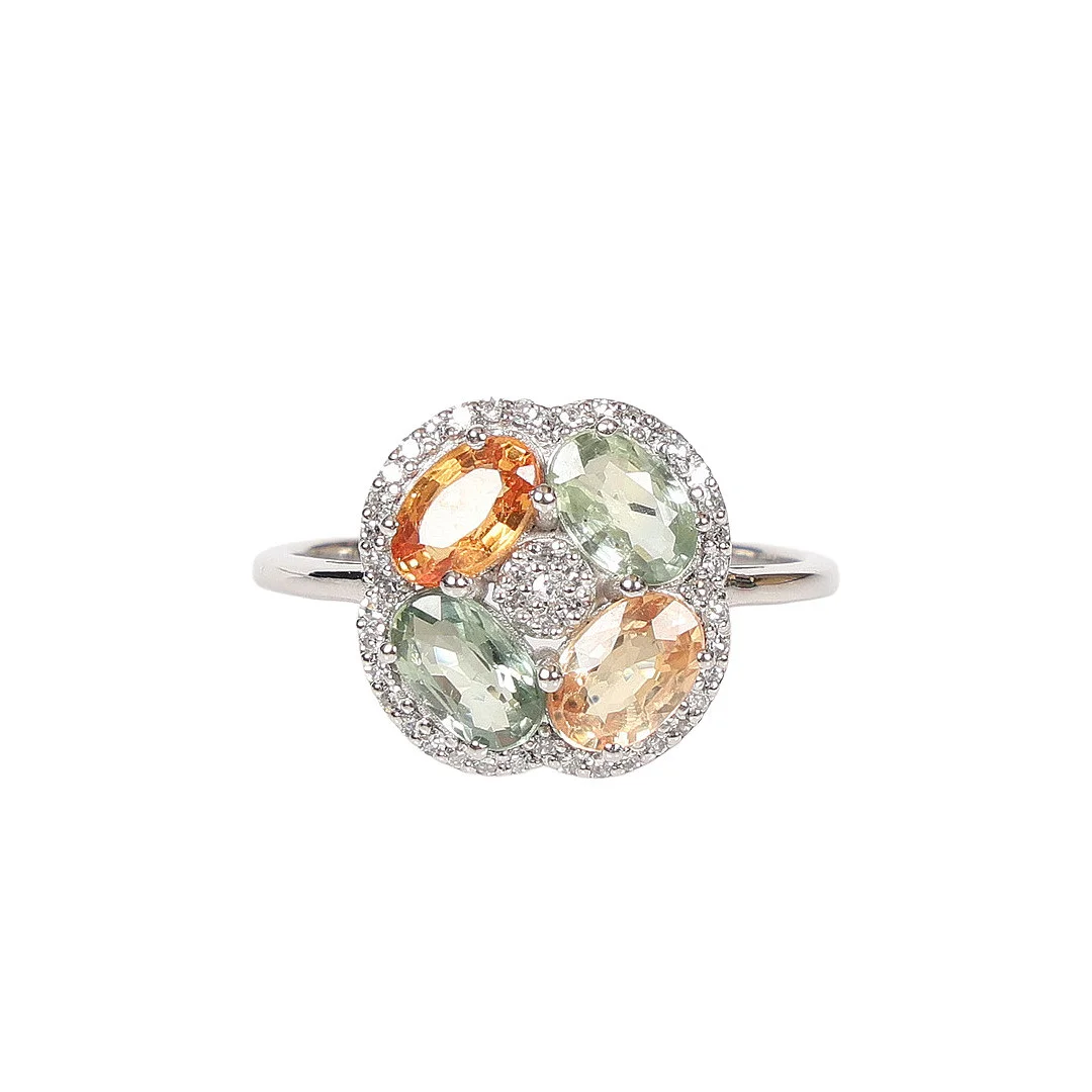 CERTIFICATED FANCY SAPPHIRE AND DIAMOND CLUSTER RING. — Rings — Bishop & Miller