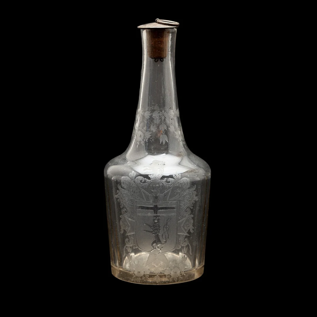 GERMAN or Bohemian cut and engraved glass flask, last third of the 18th century. — Art glass — Balclis