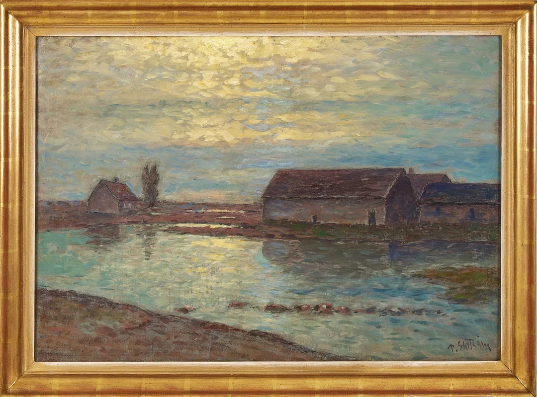 PER EKSTRÖM. Skymningslandskap, Öland, olja på duk, signerad. — Paintings — Stockholms Auktionsverk Magasin 5
