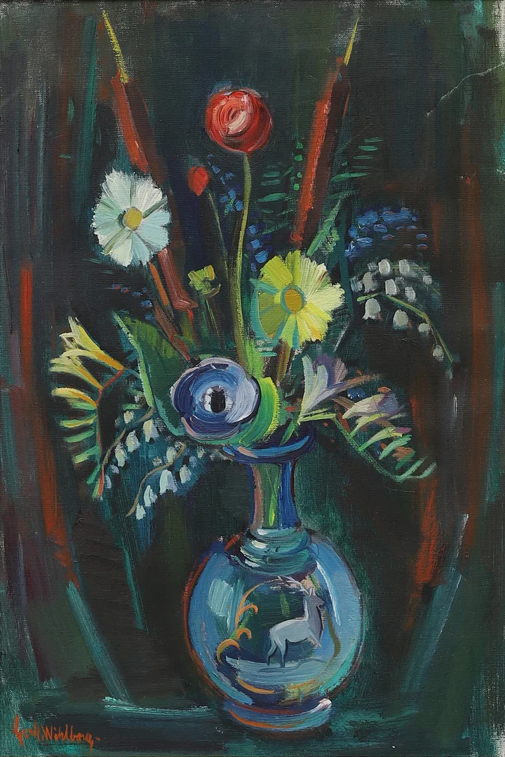 GERHARD WIHLBORG. BLOMSTERSTILLEBEN, signerad. — Paintings — Crafoord Auktioner Malmö