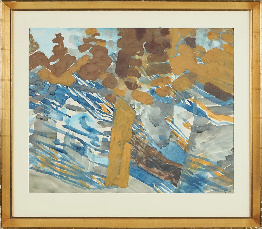 TORSTEN RENQVIST. "Vårvinter Kummelnäs" akvarell, monogramsignerad och daterad T.R. 60. — Paintings — Stockholms Auktionsverk Magasin 5