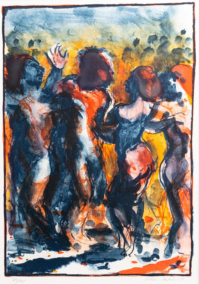 PETER DAHL. Figurkomposition, färglitografi, signerad, numrerad 319/325, daterad -81. — Engravings & Prints — Auktionshuset Kolonn