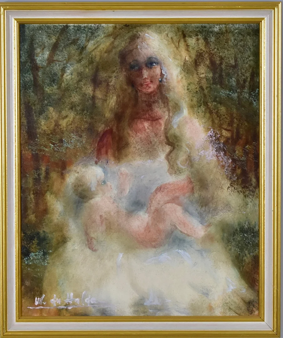 WALTER DU HALDE. oljemålning på duk, mor med barn. — Paintings — Halmstads Auktionskammare